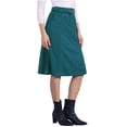thumbnail image 4 of INSPIRE CHIC Women's Skirt High Elastic Waist A-Line Belted Fall Winter Midi Corduroy Skirt S Peacock Blue, 4 of 6
