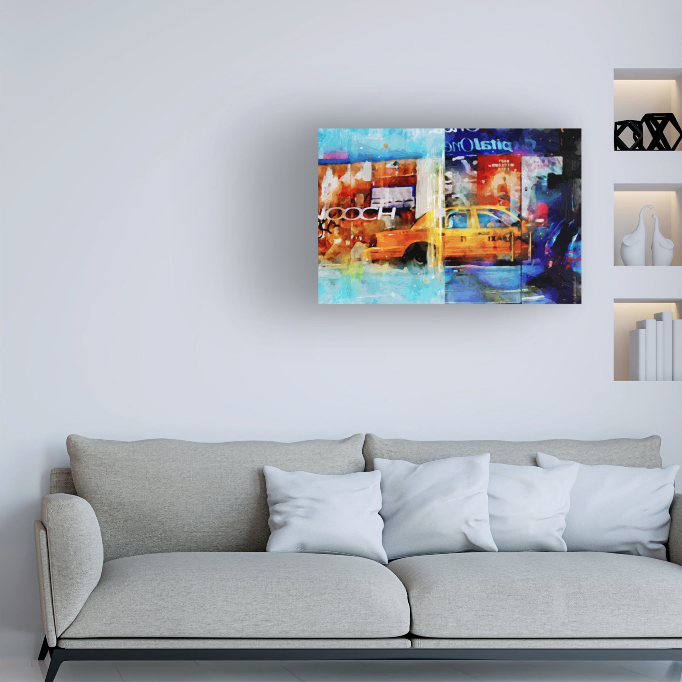 Canvas Wall Art - Jeff Pica 'Chelsea Taxi Reflection' Wall Art for Living Room, Bedroom, or Office Décor by Trademark Fine Art - 47 x 30 Inches