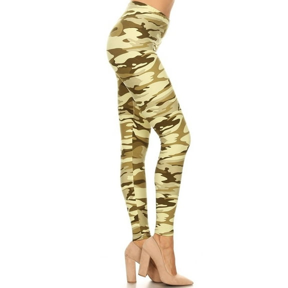 Buttery Soft Light Olive Camouflage Plus Size Leggings - 3X-5X (XPlus One Size,Olive)
