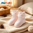 thumbnail image 4 of Miaouyo Toddler Baby Girl Crew Socks Soft Breathable Lace Ruffle Bow Princess Socks, 4 of 7