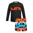 thumbnail image 4 of Bathing Suits for Teens Rash Guard Swimsuits Set for Boys Hawaiian Print Long Sleeve Swim Shirt with Swim Trunks Vacation Modest Two Piece Swim Set for 3-14Years, 4 of 7