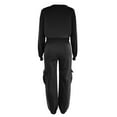 thumbnail image 4 of Kaemgyyd Women's Workout Tracksuit 2 Piece Outfits Lightweight Long Sleeve Crop Top Sweatshirt Baggy Cargo Pants Set, 4 of 7