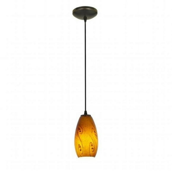 Accesslighting 28011-3C-ORB-RUSKY Merlot A-19 LED Cordon Rouge Ciel Verre Pendentif- Bronze Frotté à l'Huile