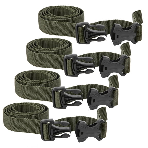 BIMZUC Outdoor Tent Luggage Strap Double Safety Buckle Baggage Packing Belt Suitcase Fixed Rope, 4 Pieces Military Green Webbing 53.15 inches / 135 cm Travel Accessory for Secure Cargo Transport