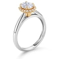 thumbnail image 3 of Gem Stone King 925 Silver and 10K Yellow Gold Lab Grown Diamond Halo Engagement Ring Moissanite (1.03 Cttw, Size 8), 3 of 4