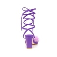 thumbnail image 2 of BLISSFUL STEP Women's Lace Up Square Toe Chunky Heels Sandals Light Purple 6, 2 of 6