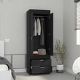 thumbnail image 2 of Bedroom Dressers Armoire 70H", Double Door Cabinet, Two Drawers, Metal Handles, Rod, Black,Chests For Bedroom, 2 of 6