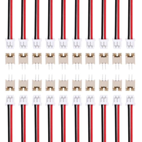 30 Pcs MX 1.25mm 2 Pin Single Head Male Connector Plug with 28 AWG 150mm Wire Cable and Female Motherboard Connector