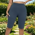 thumbnail image 6 of Women's Plus Size Yoga Workout Shorts, High Waist Butt Lifting Elastic Waistband, Solid Active Shorts for Running Gym Training | TruHer,Dark Gray 2XL, 6 of 8