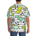 thumbnail image 3 of Fotbe Funny Dinosaurs on Stripes Camisa Estampada de Manga Corta para Hombre, Casual de Verano, Estilo Playero, Sin Arrugas-4X-Large, 3 of 5