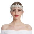thumbnail image 1 of Tocado estilo flapper de los años 20, diadema con cuentas de los años 20, cadena para diadema del Gran Gatsby para mujer, accesorio para el cabello Vintage (HD6092white), 1 of 5