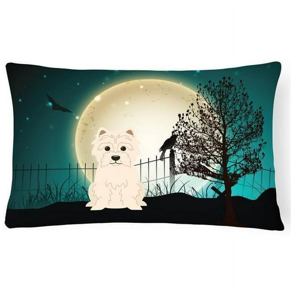 Halloween Scary Westie Canvas Fabric Decorative Pillow