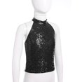 thumbnail image 4 of Zaldita Girl's Glitter Sequins Jazz Ballet Hip Hop Dance Tank Top Sleeveless Halter Neck Vest Dancewear A Black 10, 4 of 7