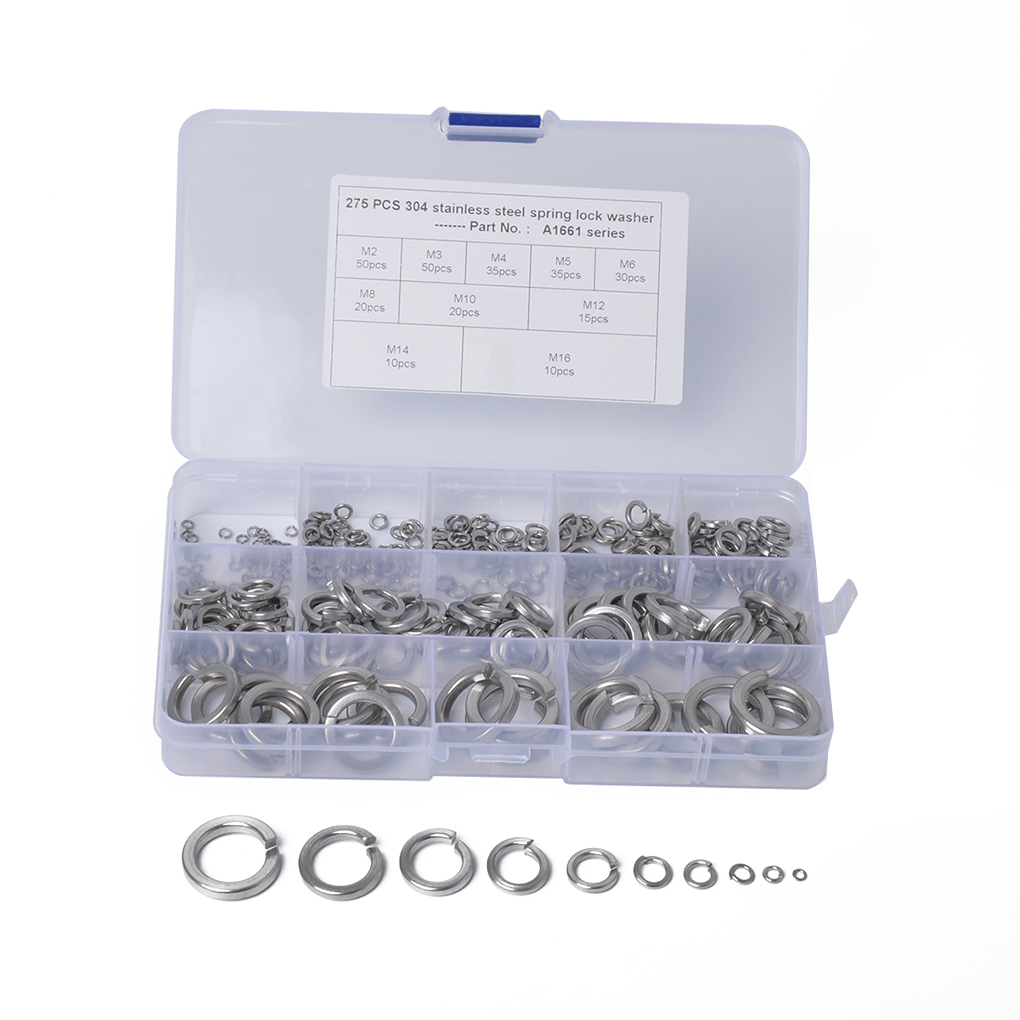 275PCS/Set Stainless Steel Spring Washers M216M Split Lock Washer