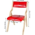 thumbnail image 6 of Natural Beechwood Solid Wood Folding Chair Armless with Vinyl Padded Seat Back for Home Dining Desk 2Set Red, 6 of 8