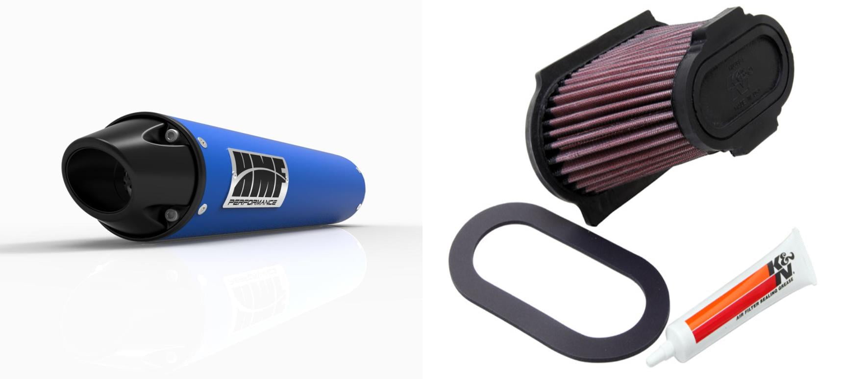 K&N Air Filter & HMF Blue PerformanceSeries Slip On Exhaust EuroBlack