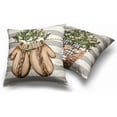 thumbnail image 4 of Christmas Winter Pillow Covers 16x16 Inch Set of 2 Gloves Eucalyptus Holly Decorative Throw Pillows Xmas Holiday Seasonal Grey Stripes Cushion Case for Outdoor Couch Patio, 4 of 6