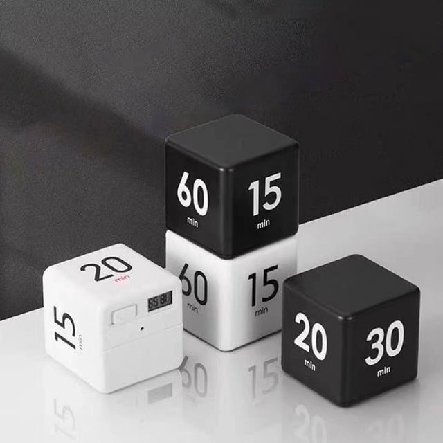 Rotating Pomodoro Timer 1-60 Minutes Preset LED Display Adjustable Volume Cube Timer for Work Study Kitchen Portable Sensor-Controlled Adjustable Volume Timer