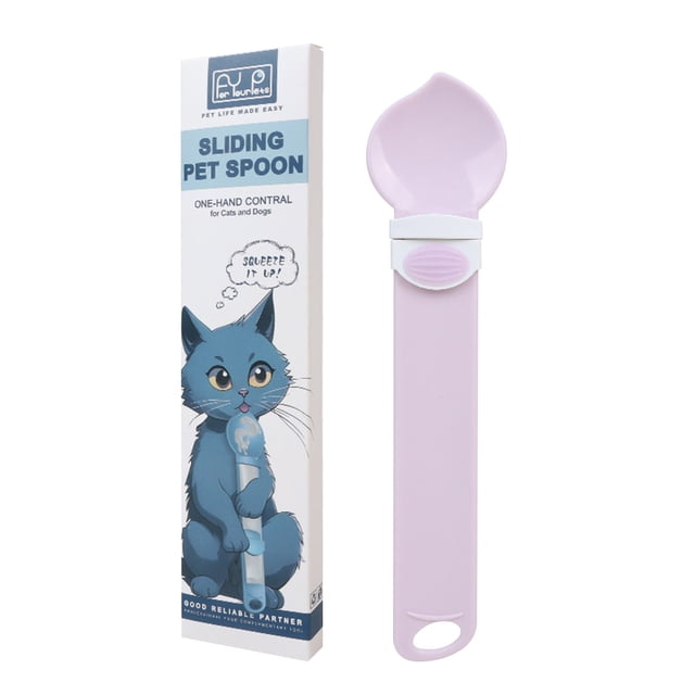 Cuchara dispensadora de premios para gatos - comedero lavable para mascotas con agujero colgante, herramienta multifuncional para exprimir comida húmeda y enlatada, verde/morado/amarillo