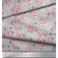 thumbnail image 3 of Soimoi Gray Cotton Duck Fabric Leaves & Rose Floral Printed Craft Fabric by the Yard 44 Inch Wide, 3 of 3