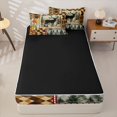 thumbnail image 4 of Castle Fairy Rustic Jungle Deer Zipper Twin Comforter Sets with Fitted Sheet and 2 Pillowcases,Woodland Animal Maple Leaves Zipper Bedding Set,Brown Orange Cream,Black Reversible,4-Piece, 4 of 6