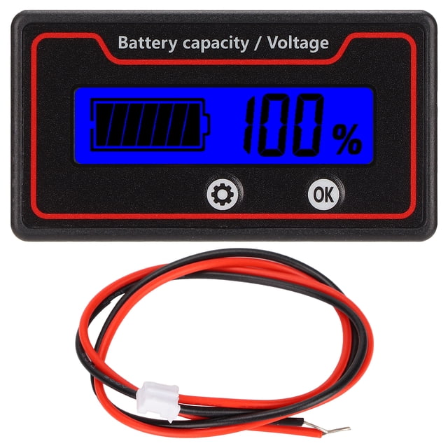 Medidor de batería Alarma de luz Pantalla LCD Capacidad de batería segura Indicador de voltaje para vehículos eléctricos 12-84 V Luz azul