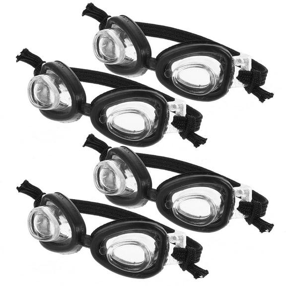 BESTOYARD 4Pcs Mini Swimming Goggles for Doll Accessories Set Black Plastic 1.97X0.59X0.39In