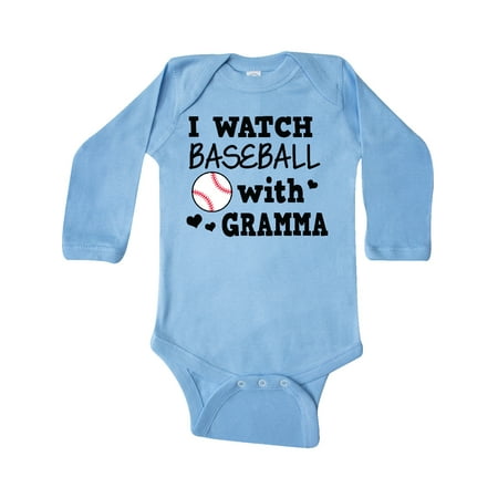 

Inktastic I Watch Baseball with My Gramma Gift Baby Boy or Baby Girl Long Sleeve Bodysuit