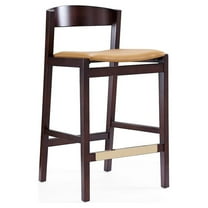 Manhattan Comfort Klismos 26.5" Faux Leather Counter Stool in Camel Brown/Walnut