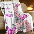 thumbnail image 2 of Eiffel Tower Throw Blanket French Paris Cherry Blossoms Print Throw Blankets Gifts for Couch Sofa Bed Stuff Decor Soft Cozy Fleece Plush Flannel Bedding for Lover Men Women Boys Girls 40"x50", 2 of 5