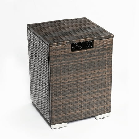 Outdoor Gas Tank Box  Rattan Dark Brown Wicker Propane Storage Box  TE2354