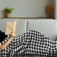thumbnail image 3 of Plaid Soft Flannel Fleece Throw Blanket, Modern Graphic Argyle Pattern in Black and White Repetitive Diamond Shape Stripes, Cozy Plush for Indoor and Outdoor Use, 60" x 80", Black White, by Ambesonne, 3 of 5