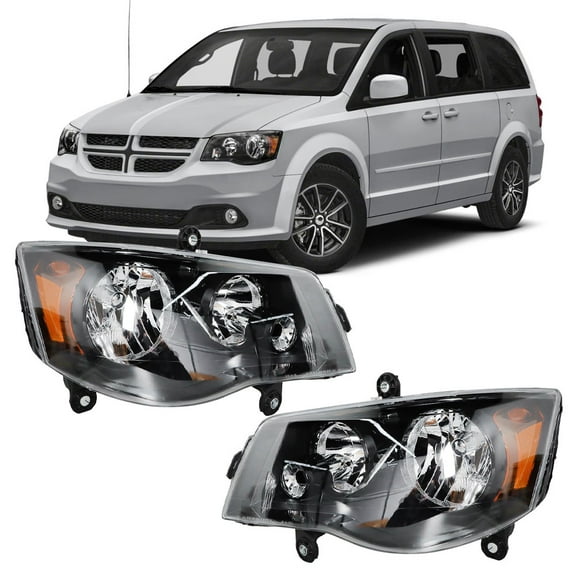 SEBLAFF Headlight Assembly Headlamps Black Housing Headlights Left and Right for 2011-2019 Grand Caravan / 2008-2016 Town and Country