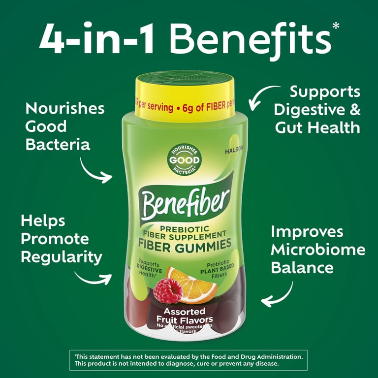 Benefiber Prebiotic Fiber Gummies for Digestive Health Assorted Fruit Flavor 81 Count