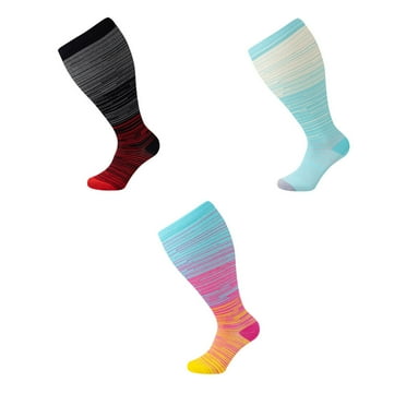 AUQ 3Pcs Compression Socks,Ultra-Stretch Design for Larger Legs Mens Compression Socks,Designed for Sports Stability Knee High Socks,Gray