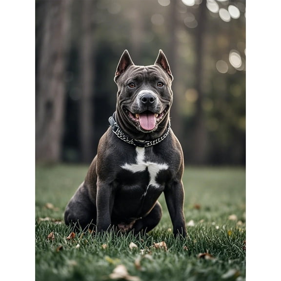 Black Staffordshire Bull Terrier Diamond Art 5D Diamond Painting DIY Kits Full Round Drill Beads by Number Stitch Embroidery Arts and Crafts for Living Room Home Wall Decor 12x16 inch / 30x40cm