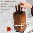 thumbnail image 3 of Magnetic Knife Block Without Knives, 360°Rotatable Knife Holder with with Four Sided Magnets & Non-Slip Base,Kitchen Acacia Wood Universal Magnetic Knife Storage Rack with Bristles (Wood), 3 of 7