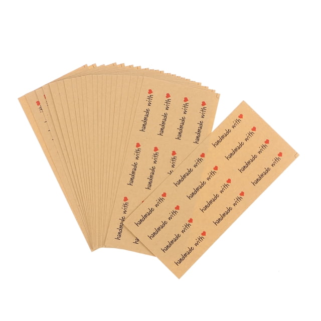 SHISUYAN 240Pcs/20 Sheets Handmade Heart Shape Sticker Label Decorative Packaging Sealing Label Kraft Sticker for Envelopes Gifts