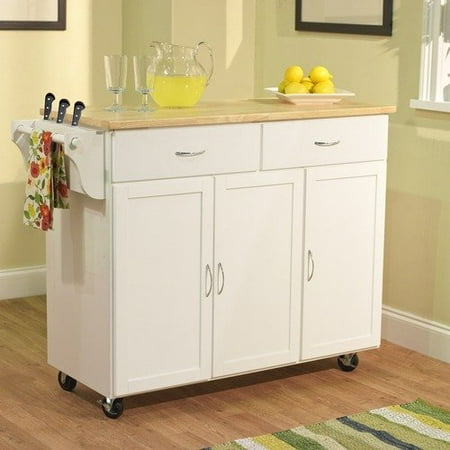 TMS Berkley Kitchen Island with Wooden Top