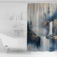 thumbnail image 4 of Extra Long Shower Curtain 72x96 Inch, Navy Blue Mountain Shower Curtain Waterproof Bathroom Decor Vintage Abstract Art Fabric Bath Curtain Set Accessories with Hooks, 4 of 6