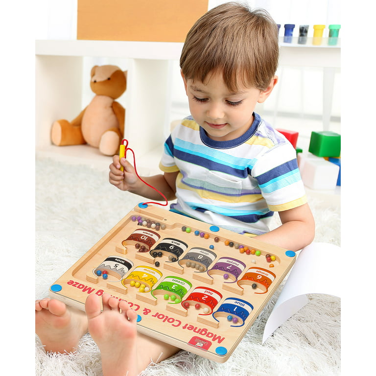 Gamenote Magnetic Color and Number Puzzle Maze Wood Educational