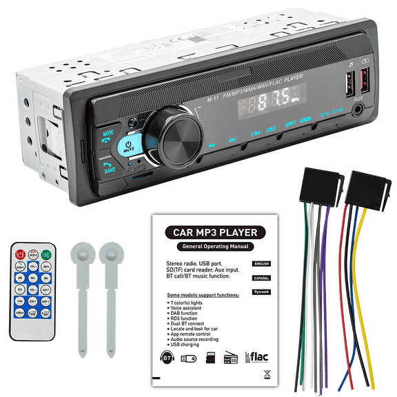 Woudy Bluetooth Car Stereo, 1 DIN Audio Systems 616UAB, AM/FM Radio Receiver, Wireless Remote Control, MP3, USB, Aux-in