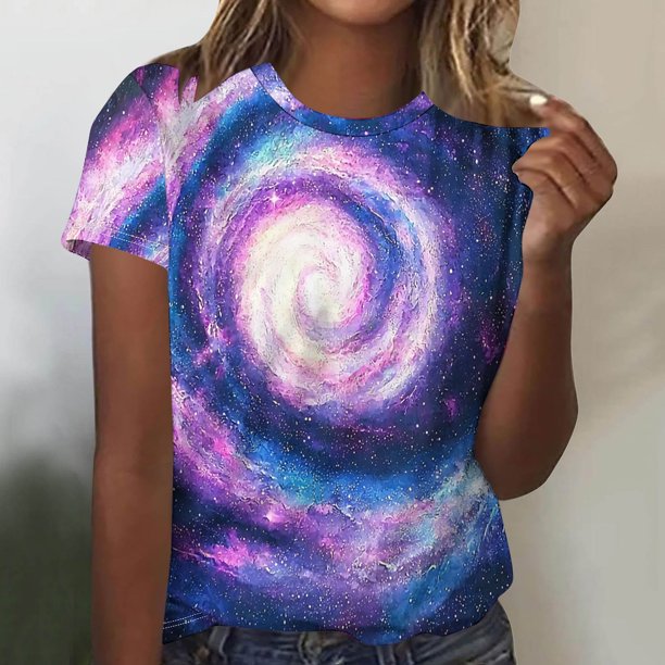 Puntoco Liquidación de camisetas cortas para mujer, nueva camiseta estampada informal de moda para mujer, camiseta de manga corta con cuello redondo