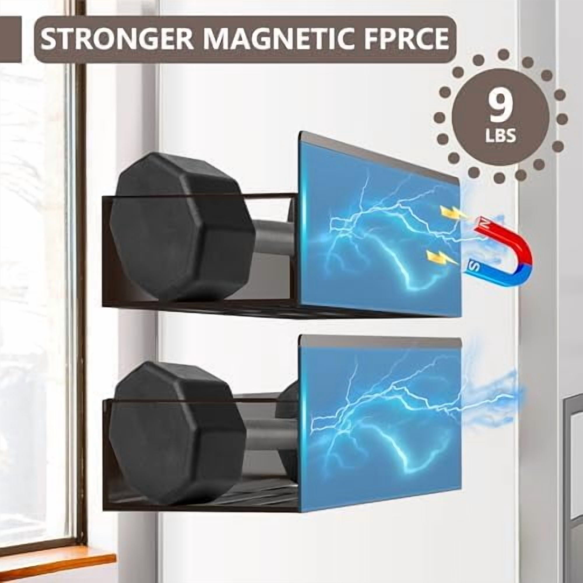 Magnetic Spice Rack for Refrigerator Magnetic Shelves Storage Seasoning Organizer for Fridge(4pack-Bronze)