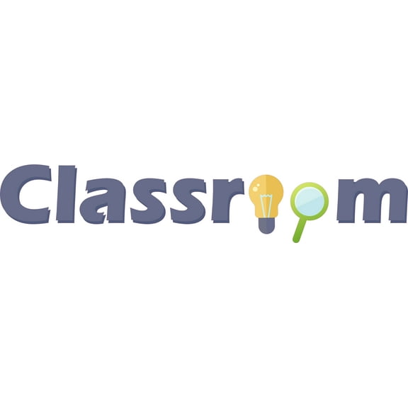 Classroom Logo with Light Bulb and Magnifying Glass Design Vinyl Wall Decal - Entrance Banner Word Art with Science Theme for Kid's School Room Wall Decoration 30" x 6"