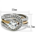 thumbnail image 2 of Womens Gold Rings Two-Tone IP Rose Gold Stainless Steel Ring with AAA Grade CZ in Clear TK2032, 2 of 4