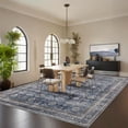 thumbnail image 3 of 10x13 Washable Vintage Area Rug Stain Resistant Non-Slip Large Indoor Carpet Non Shedding Soft Low-Pile Carpet Foldable Distressed Retro Floor Mat for Bedroom Living Room Denim, 3 of 8