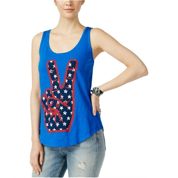 Lucky Brand Womens Peace Tank Top, Blue, Small