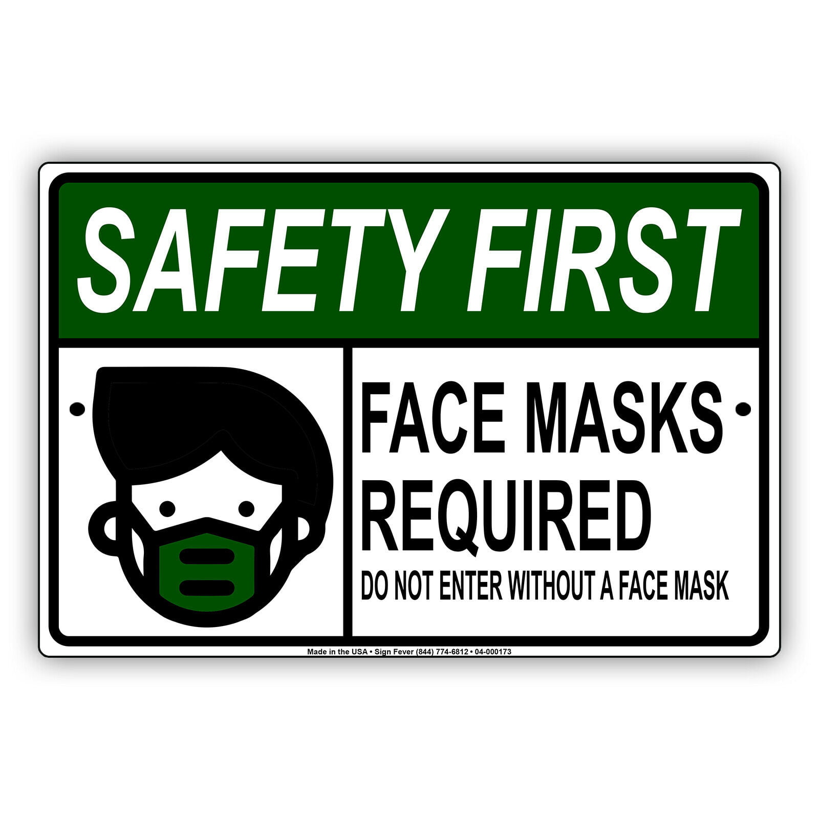 Safety First Masks Required Do Not Enter Without A Mask Aluminum Sign 8 X12 Walmart Com Walmart Com