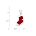 thumbnail image 2 of 925 Sterling Silver Solid Polished Enameled Christmas Stocking Charm 25x10mm Wide Pendant Necklace for Women, 2 of 4